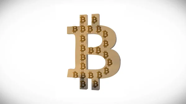 흰색 바탕에 bitcoin 기호로 추상 데이터의 애니메이션. 원활한 루프의 애니메이션입니다. 애니메이션 bitcoin의 황금 상징 — 스톡 사진