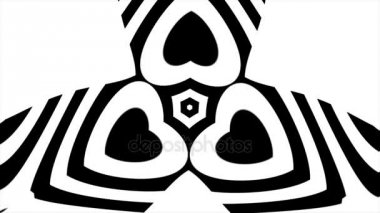 Animasyon siyah beyaz çiçek dürbünü. Güzel animasyon, soyut hareket siyah ve beyaz. Döngü görüntüleri