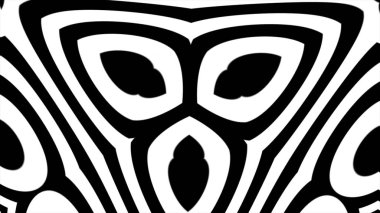 Animasyon siyah beyaz çiçek dürbünü. Güzel animasyon, soyut hareket siyah ve beyaz. Döngü görüntüleri