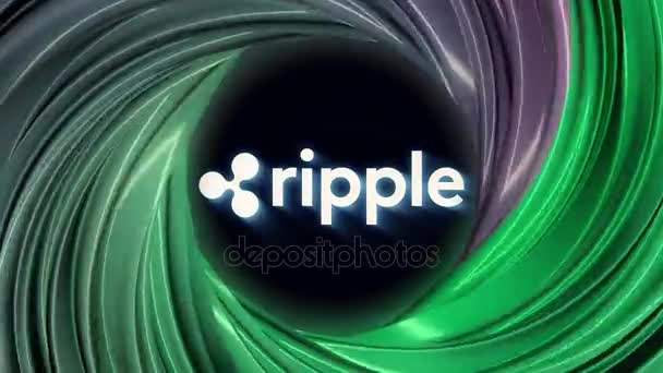 Concept van "rimpel", een Cryptocurrency beveiligd keten, digitale geld. Begrip "" Ripple, een Cryptocurrency blockchain, digitale geld. Abstaction animatie — Stockvideo