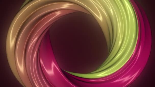 Néon couleurs lumières peinture abstraite. Clip. Des lumières abstraites en mouvement. Figurine courbée colorée Torus 