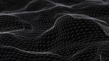 Fütüristik ağ şekil sallayarak. Soyut sorunsuz döngü pürüzsüz animasyon render bilgisayar oluşturulan
