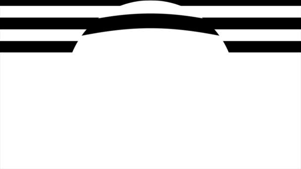 Fondo abstracto con rayas en blanco y negro. Lazo sin costuras. Animación abstracta de rayas en blanco y negro con la curvatura en el centro — Vídeo de stock