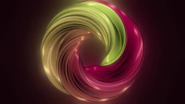 Cyklus barevné vlnovky. Lesklé zářící neon kruh spirála abstraktní animace. Bezešvá smyčka. Abstraktní pohybu pozadí, zářící světla, barevné vlny, bezešvé smyčka schopný. — Stock video