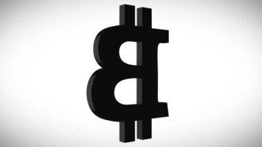 Beyaz arka planda siyah Bitcoin. Küçük. Kripto para birimi kavramı. Blockchain teknoloji