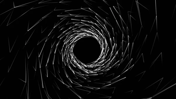 抽象背景与白色几何 Shapesin 的动画和抽象未来的隧道与光 无缝循环动画 旋转圈和光环的光和发光的动画 — 图库照片