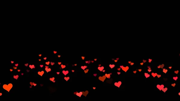 Red Valentines Love Hearts fond noir. Animation conçue par ordinateur. Coeurs d'animation avec espace pour le texte sur fond noir — Photo