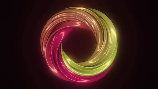 Roterande lila torus. 3D datorgenererade geometriska animation. Rotation animation färg torus. Animering av rotation hypnos spiral från färgglada karamell, glas eller plast. Loop animation — Stockfoto