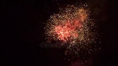 Güzel renkli tatil gece gökyüzünde havai fişekler. Küçük. Gece gökyüzünde havai fişekler. Tatil kavramı