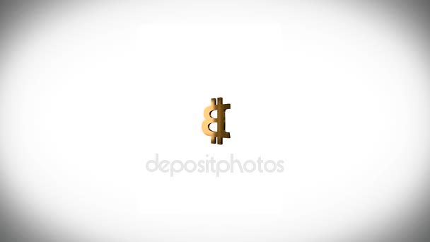 Animatie van abstracte gegevens met bitcoin symbool op witte achtergrond. Animatie van naadloze loops. Animatie Golden symbool van bitcoin — Stockvideo