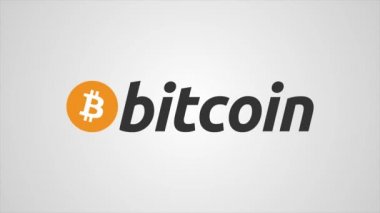 Bit-sikke görünüm. Dijital cryptocurrency Bitcoin işareti olarak sanal para. Animasyon bitcoin. Bitcoin para birimi işaret dijital siber soyut animasyon.