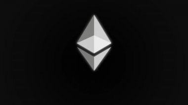 Etherium cryptocurrency dijital siber. Mali veya sosyal arka plan animasyon. Soyut animasyon ethereum para birimi işaret dijital siber ikili kodu ile döner. Sorunsuz döngü