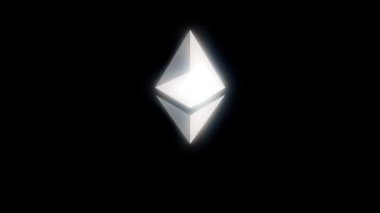 Etherium cryptocurrency dijital siber. Mali veya sosyal arka plan animasyon. Soyut animasyon ethereum para birimi işaret dijital siber ikili kodu ile döner. Sorunsuz döngü