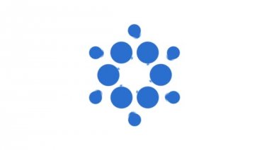 Cardano sembolü Ada blockchain cryptocurrency animasyon. Dijital para Cardano, soyut bir nokta ile bir logo