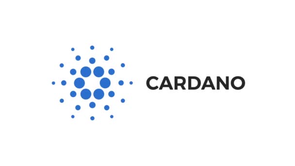 Cardano símbolo ADA blockchain criptomoeda animação. Moeda digital Cardano, um logotipo com pontos abstratos — Vídeo de Stock