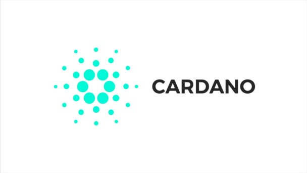 Cardano symbool Ada blockchain cryptocurrency animatie. Digitale valuta Cardano, een logo met een abstracte stippen — Stockvideo