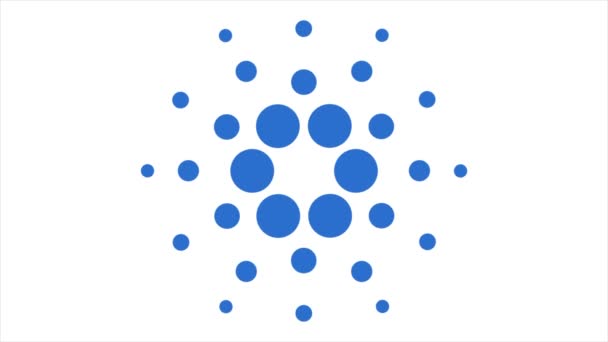 Symbole de Cardano blockchain crypto-monnaie. Marché de la crypto-monnaie Cardano. Symbole abstrait Cardano avec points de couleur — Video