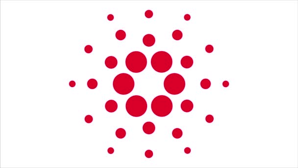 Cardano Symbol blockchain kryptovaluta. Cardano kryptovaluta marknaden. Abstrakt symbol Cardano med färgklickar — Stockvideo