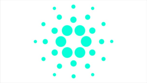 Символическая криптовалюта Кардано. Криптовалютный рынок Кардано. Абстрактный символ Кардано с цветовыми точками — стоковое видео