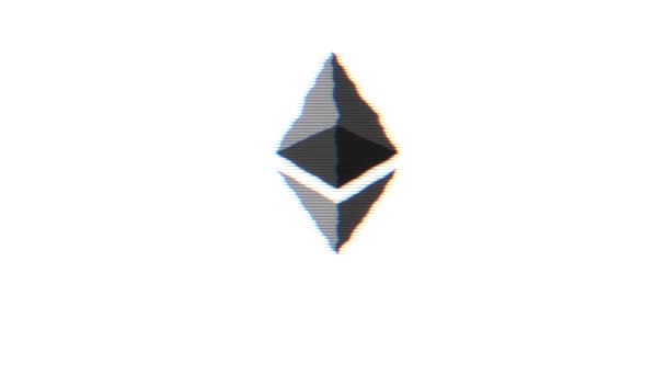 Abstracte animatie van ethereum valutateken. Ethereum cryptocurrency symbool close-up — Stockvideo