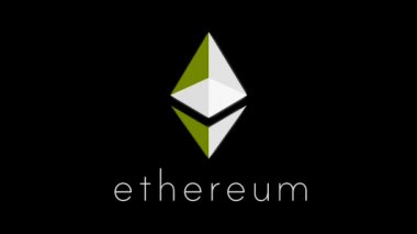 Kripto para parlak parçacık Ethereum. Arka plan 3d. Etherium cryptocurrency dijital siber. Mali veya sosyal arka plan animasyon. Ethereum metin.