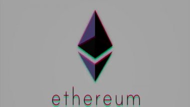 Kripto para parlak parçacık Ethereum. Arka plan 3d. Etherium cryptocurrency dijital siber. Mali veya sosyal arka plan animasyon. Ethereum metin.