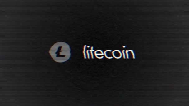 Animación abstracta del símbolo de moneda digital Litecoin LTC. Signo litecoin criptomoneda digital sobre fondo negro. animación de vídeo — Vídeo de stock