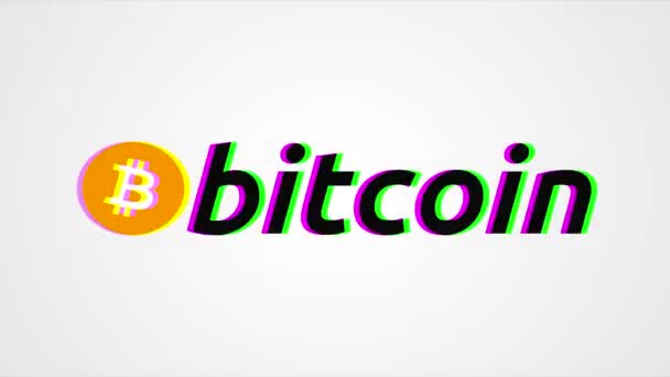 Bitcoin symbool verschijnen en exploderende op de witte achtergrond. Bitcoin Logo 3d animatie Bitcoin Crypto valuta Logo draait langzaam in een 3D-omgeving van de studio. — Stockvideo