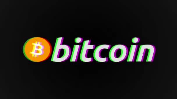 Bitcoin-symbolen dyker upp och exploderar på den svarta bakgrunden. Bitcoin Logo 3d Animation Bitcoin Crypto valuta logotyp roterar långsamt i en 3d studiomiljö. — Stockvideo