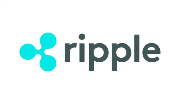 Ripple logó Xrp Cryptocurrency. Lüktet az blockchain technológia, úgy működik, mint két cryptocurrency. Absztrakt animáció gyűrűző crypto fizetési protokoll szimbólum-a digitális virtuális térben — Stock Fotó