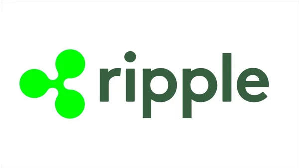 Ripple logó Xrp Cryptocurrency. Lüktet az blockchain technológia, úgy működik, mint két cryptocurrency. Absztrakt animáció gyűrűző crypto fizetési protokoll szimbólum-a digitális virtuális térben — Stock Fotó