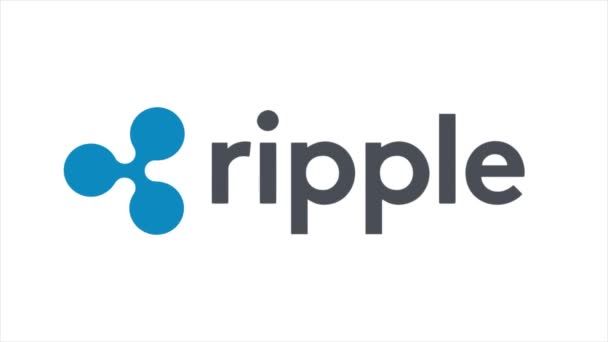 Ripple logo XRP Criptomoneda. Ripple es una tecnología blockchain que actúa como criptomoneda. Animación abstracta del símbolo del protocolo de pago de cifrado Ripple en el ciberespacio digital — Vídeos de Stock