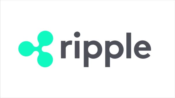 Ripple logo XRP Criptomoneda. Ripple es una tecnología blockchain que actúa como criptomoneda. Animación abstracta del símbolo del protocolo de pago de cifrado Ripple en el ciberespacio digital — Vídeos de Stock