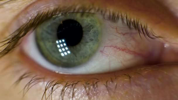 Macro of a beautiful eye. Video. Macro shot of a womans eye. macro eye brown. Very sharp macro of an eye — Stock Video