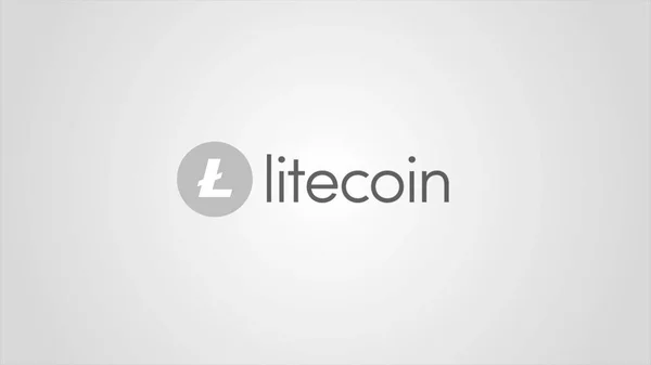 Виртуальные деньги Litecoin cryptocurrency - Litecoin LTC currency accepted here - sign on white background. Криптовалюта litecoin — стоковое фото