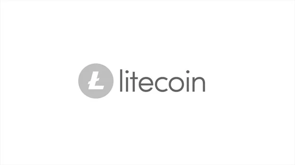 Виртуальные деньги Litecoin cryptocurrency - Litecoin LTC currency accepted here - sign on white background. Криптовалюта litecoin — стоковое фото