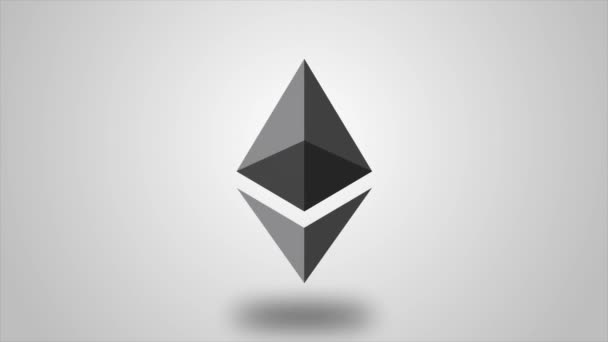 Virtual money Ethereum cryptocurrency - Ethereum ETH currency accepted here - sign on white background — Stock Video