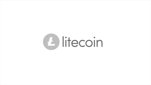 Monnaie virtuelle Litecoin crypto-monnaie - Litecoin LTC monnaie acceptée ici - signer sur fond blanc. Litecoin crypto-monnaie — Video