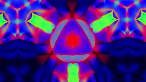 Lazo estructura de neón azul. Células de fluido de concha de tortuga abstracta colorida Retro Motion Background Loop Small. Mezcla de caleidoscopio . — Vídeos de Stock