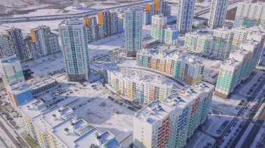 Havadan görünümü apartmanlar karmaşık ve konut mahalle ev sahipliği yapmaktadır. Küçük. Modern luxery konut kompleksi Üstten Görünüm