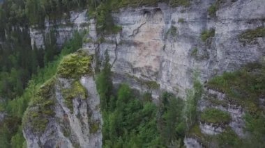 Dağların güzel dağ açsak yüksek. Küçük. Büyük vadi kalın okaliptüs ormanı ile. Ormanın içinde büyük bir uçurum Üstten Görünüm