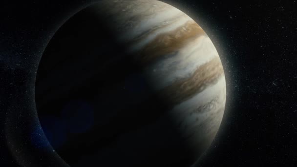 Jupiter - hoge resolutie 3d presenteert planeten van het zonnestelsel. Gas reuzenplaneet. Schoonheid van deep space. Miljarden sterrenstelsels in het heelal — Stockvideo