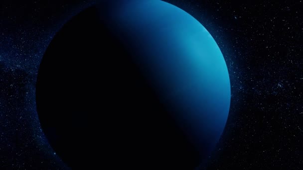 Solar System - Neptune. It is the eighth and farthest planet from the Sun in the Solar System. It is a giant planet. Neptune has 14 known satellites — Stock Video