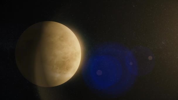 Sluneční soustava - Venuše. To je druhá planeta od slunce. To je pozemská planeta. Po měsíci je to přírodní nejjasnějším objektem na noční obloze. Venuše je planetou — Stock video