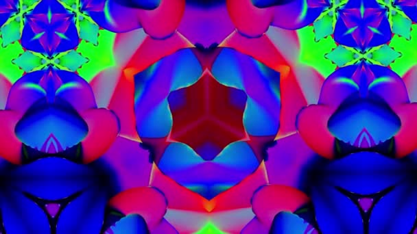 Colorido Kaleidoscopic Video Background Loop. Padrões caleidoscópicos coloridos mudam rapidamente de forma. Padrões orgânicos de baixa Poly. Geometrias complexas fluem suavemente, perfeitamente. Um monte de cores e agradável — Vídeo de Stock