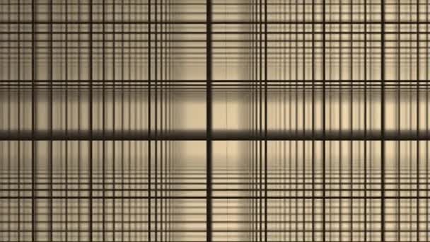 Spirale géométrique avec carrés blancs mouvement abstrait fond blanc. Grille de ligne noire retourner aléatoirement avec fond blanc. Composition en noir et blanc des bandes — Video