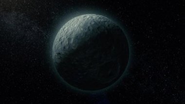 Animasyon Mimas uydu doğru seyahat, Saturns, evrendeki moon. Normal amortisman dolly Mimas uzak