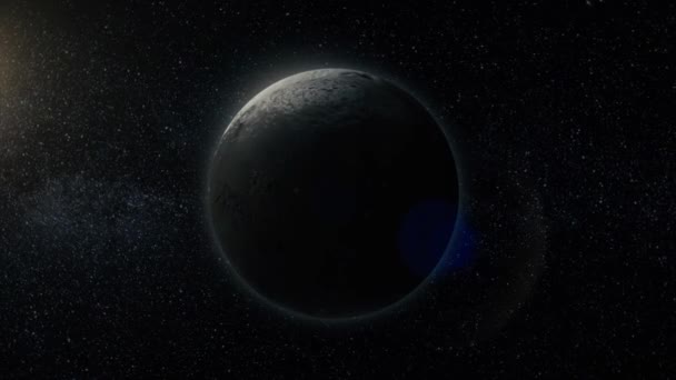 Гладкий, мягкий выход на орбиту вокруг Япета. Перестроенный стиль пролёта Лапета, одного из спутников Сатурна. Обратимо. Данные: JPL USGS Astrogeology — стоковое видео