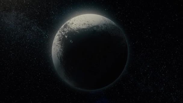 Iapetus çevresinde yörüngeye pürüzsüz, yumuşak bir giriş. Lapetus, Saturns ay tarzı uçuşu kudret. Tersine çevrilebilir. Veri: Jpl Usgs Astrogeology — Stok video