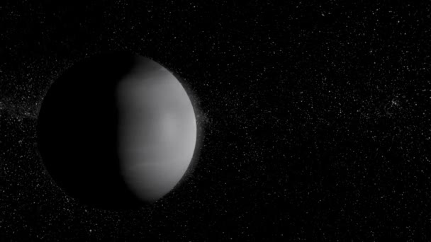 Planeta Neptuno, planetas del sistema solar. Planeta Neptuno Hermosa animación 3d del planeta Neptuno gira con canal alfa, monocromo — Vídeos de Stock